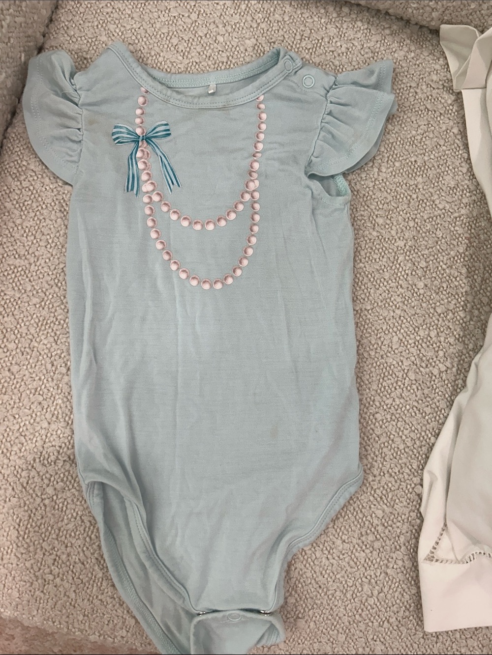 Posh Peanut Light Blue Pearl-Print One-Piece Bodysuit